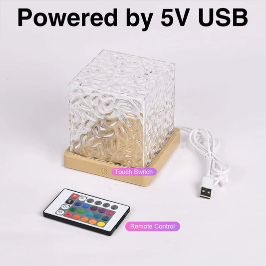 Ocean Lamp Water Ripple Projector – Aurora Wave Light Cube for Bedroom