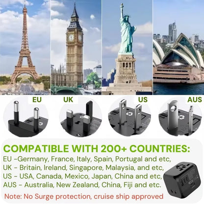Universal Travel Adapter – Multi-Plug 220V to 5V USB Charger