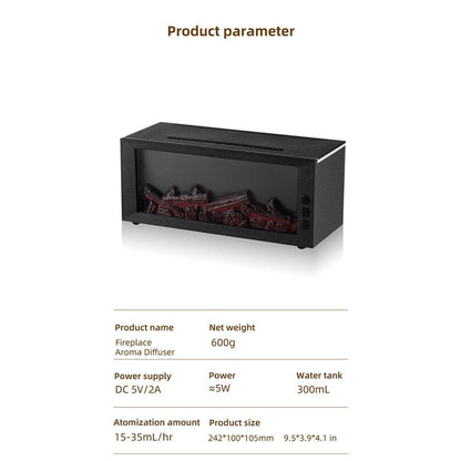 300ml Colorful Fireplace Flame Humidifier – Aromatherapy Diffuser with Remote & Timer for Home or Office