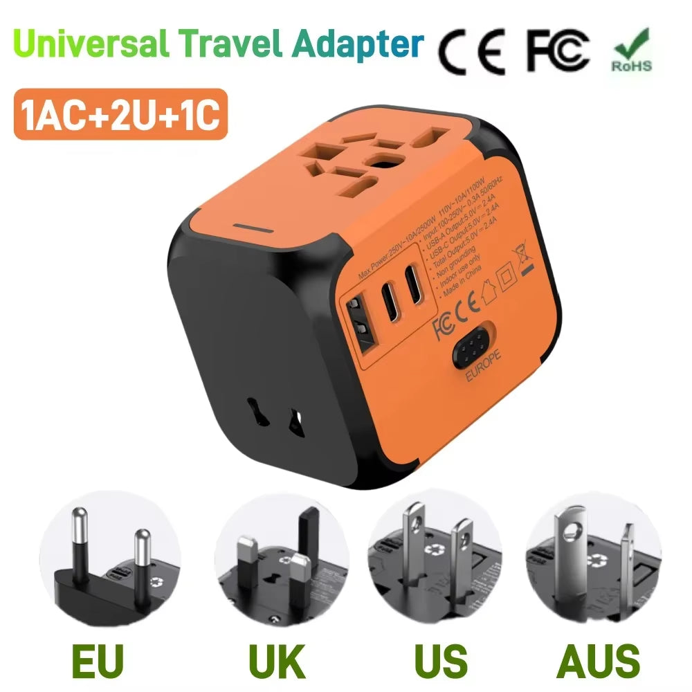 Universal Travel Adapter – Multi-Plug 220V to 5V USB Charger