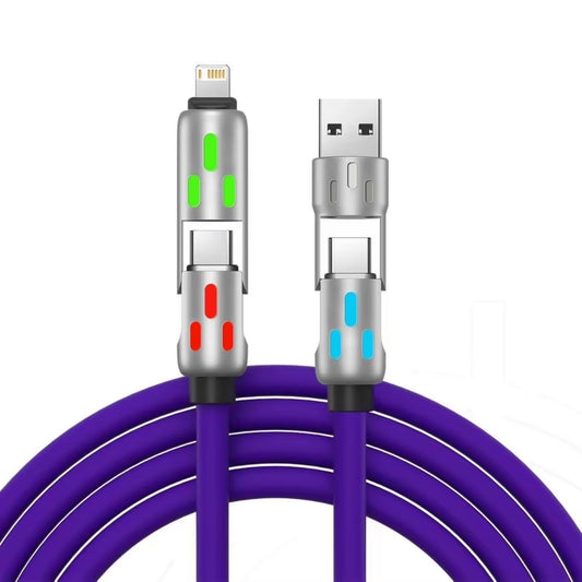 240W 4-in-1 Fast Charging Cable – Type-C PD Silicone Charger Cord for iPhone, Samsung & Xiaomi